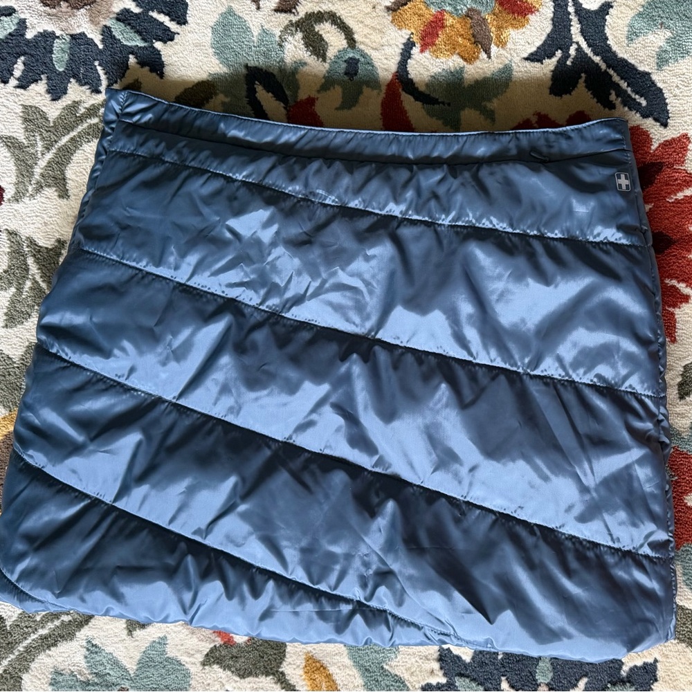 Swiss Tech Quilted Mini Skirt in Blue